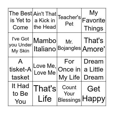 Musical Bingo Card