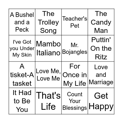 Musical Bingo Card