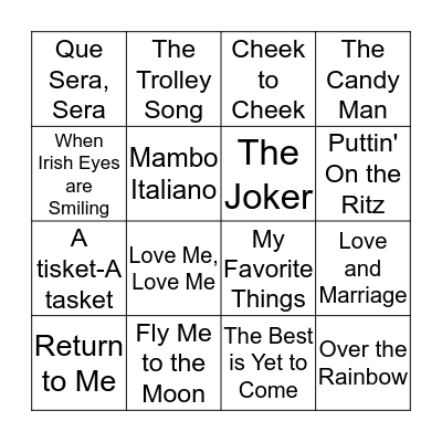 Musical Bingo Card