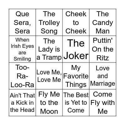Musical Bingo Card