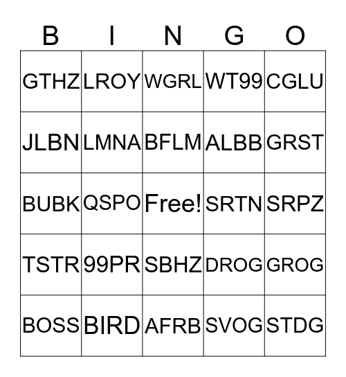 Gainesville GH Bingo Card