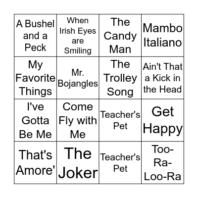 Musical Bingo Card