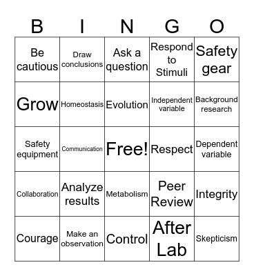 Unit 1 Bingo Card