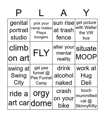 PLAYA PLAYA Bingo Card