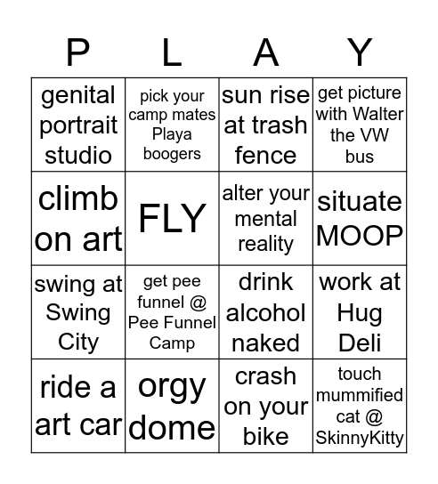 PLAYA PLAYA Bingo Card