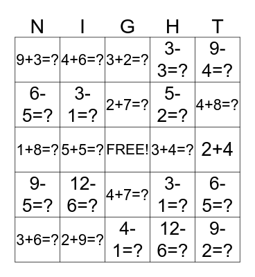 Nocturnal Animal Bingo Card