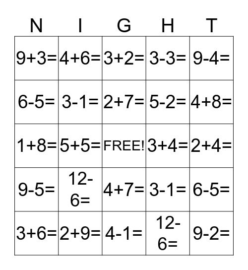 Nocturnal Animal Bingo Card