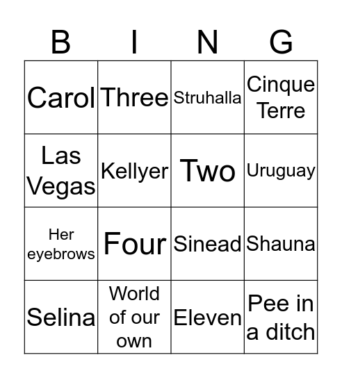 TERENURE BINGO!! Bingo Card