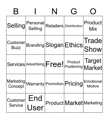 Marketing Bingo Card