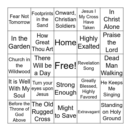 Gospel SINGO Bingo Card