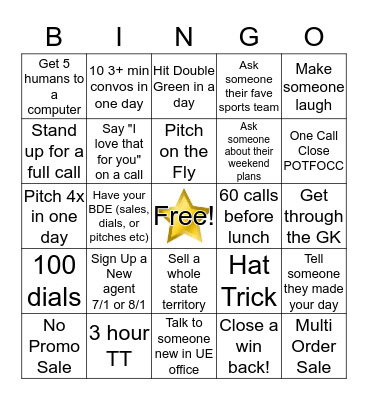 Sales Bingo Card