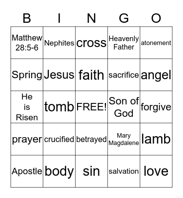 HE IS RISEN Bingo Card
