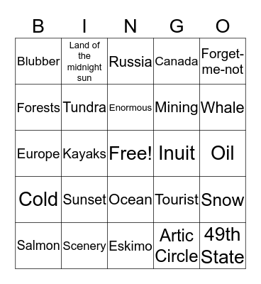 ALASKA Bingo Card