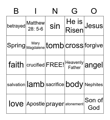 HE IS RISEN Bingo Card