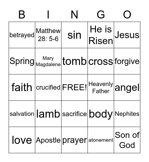 HE IS RISEN Bingo Card