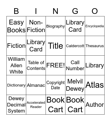 Library Bingo Card