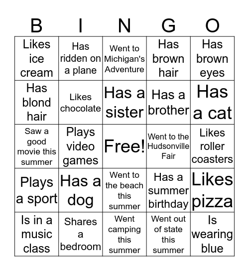 Getting to know who... Bingo Card
