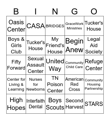 United Way BINGO Card