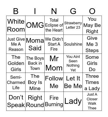 Music Bingo 45-120 Bingo Card