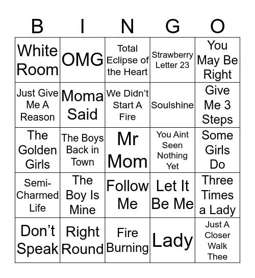 Music Bingo 45-120 Bingo Card