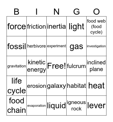 Bingo Review Bingo Card