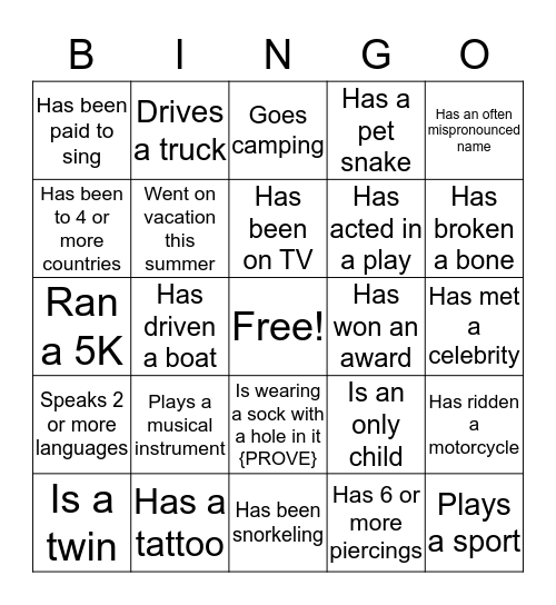 Welcome Week Bingo!! Bingo Card