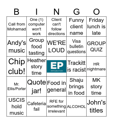 AA Bingo Card