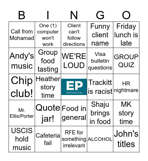 AA Bingo Card