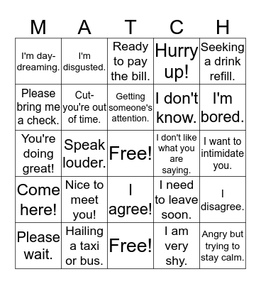 Non-Verbal Bingo Card