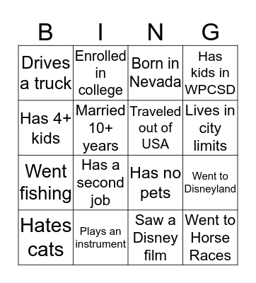 Ice Breaker Bingo Card