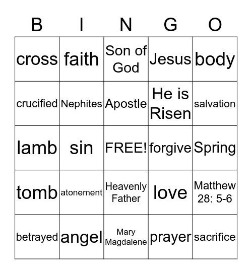 HE IS RISEN Bingo Card