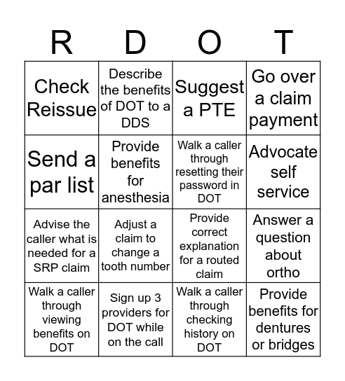RDot Rollout Bingo! Bingo Card