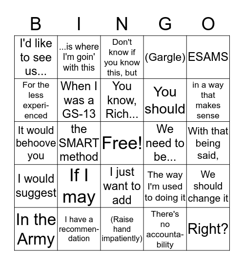 SMINGO Bingo Card
