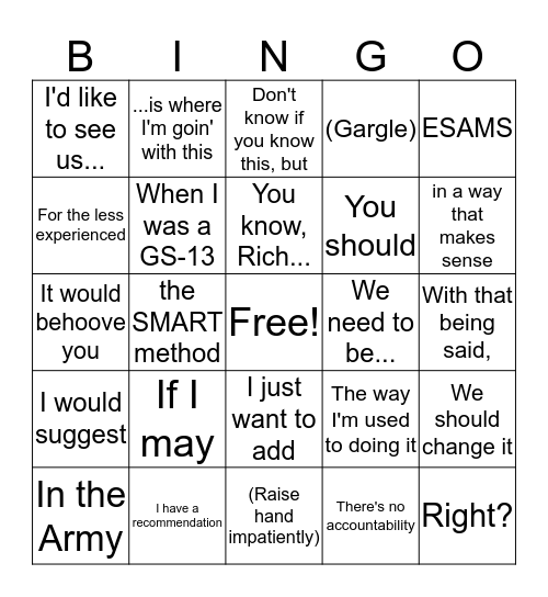 SMINGO Bingo Card