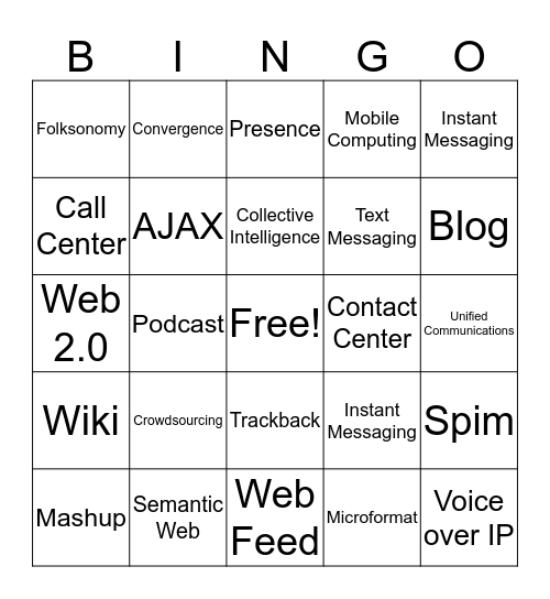 Advanced IT Lesson 2 Bingo Card