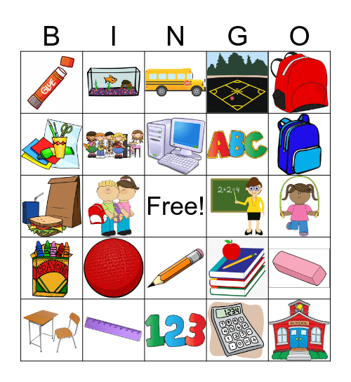 Back to School Bingo Card