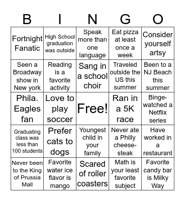 Cabrini Bingo Card