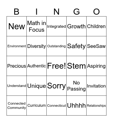 SS Buzz Words Bingo Card
