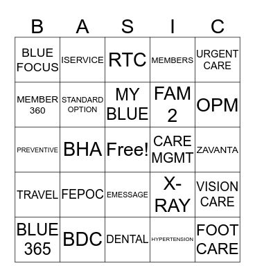 FEP BINGO Card