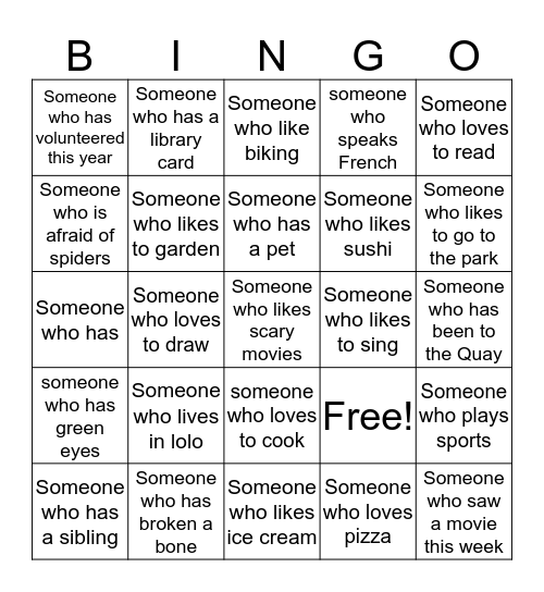 Hi Neighbour -Find the following people  Bingo Card