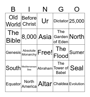 Social Studies Chapter 1 & 2 BINGO Card