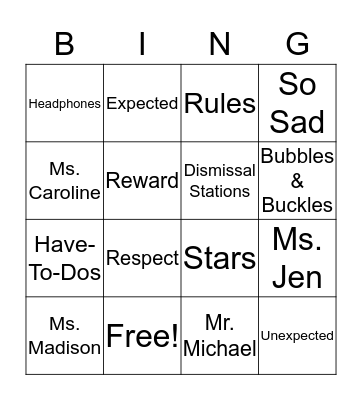 Fun Friday Bingo Card