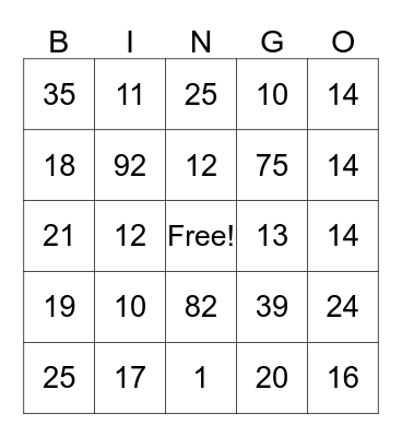 Place Value Bingo! Bingo Card