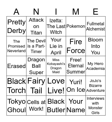 Anime Club Bingo! Bingo Card