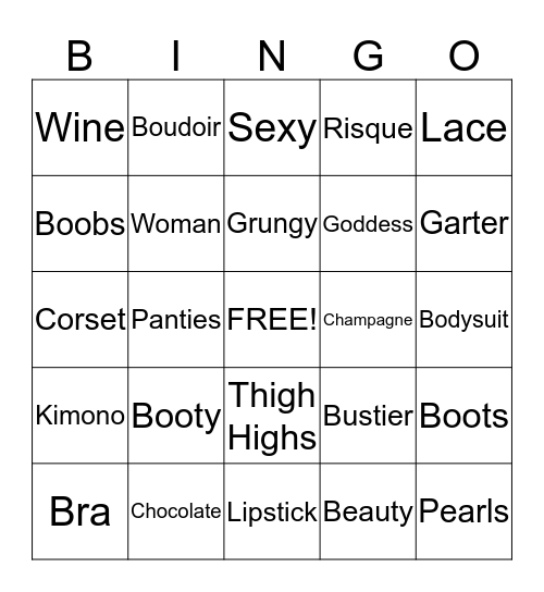 Boudoir Bingo Card