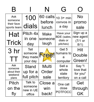 Sales Bingo Card