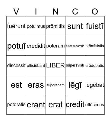 Ch. 17 Verbs Bingo Card