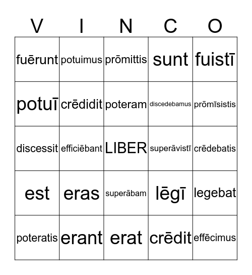 Ch. 17 Verbs Bingo Card