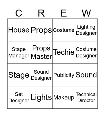 Production Crews Bingo Card