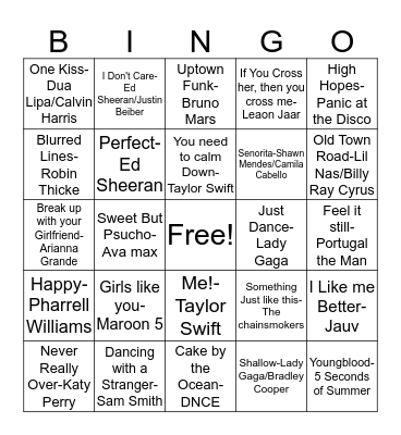 JJ14 Mixed Pop Bingo Card